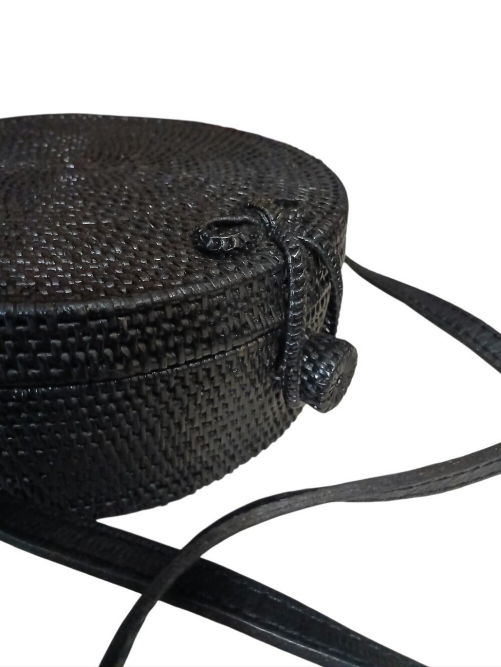 Mango | Black Round Rattan Crossbody Bag